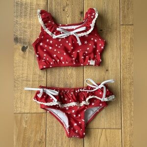 SweetHoney Red and White Stars Ruffle Bikini size 2T